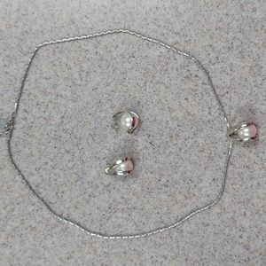 LANDAU Necklace and Earring Set Silver with Pearls